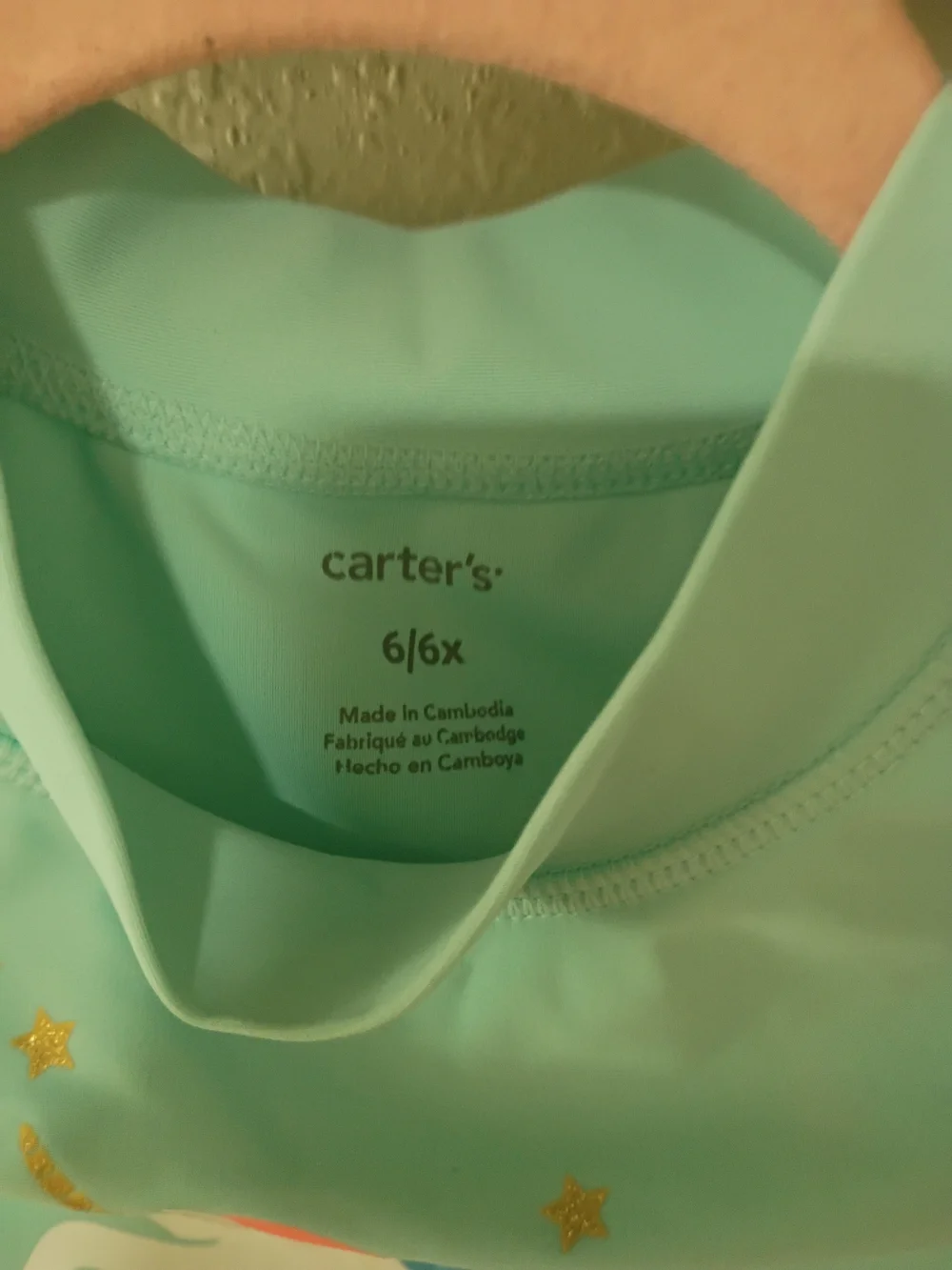 Carter's Mint Green Girls Swim Top with Unicorn Accent